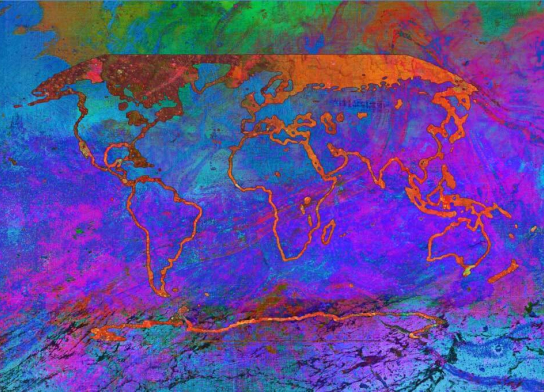 World map in bright colours